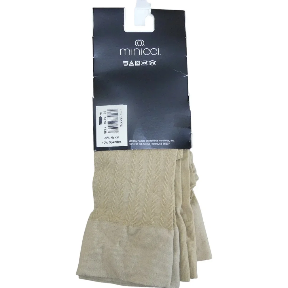 Minicci Trouser Socks Womens 4-10 Beige New 3 Pairs Diamond Textured Nylon Blend